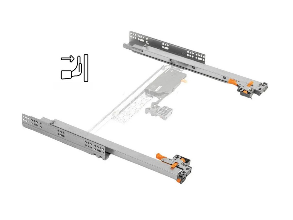Guide per cassetti Axispro Push Soft Clos 3D Modern Autochiusura Estrazione Totale Portata kg.35 varie lunghezze | GTV - immagine 1